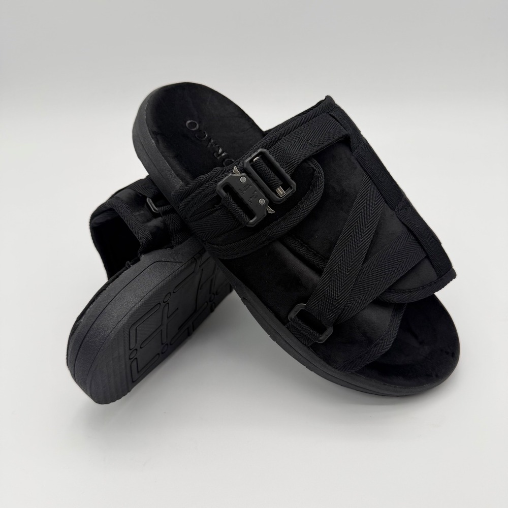 Draco  Mens Size 8-8.5-9  Phantom Black  Tactical Buckle Lounge/Street Slides
